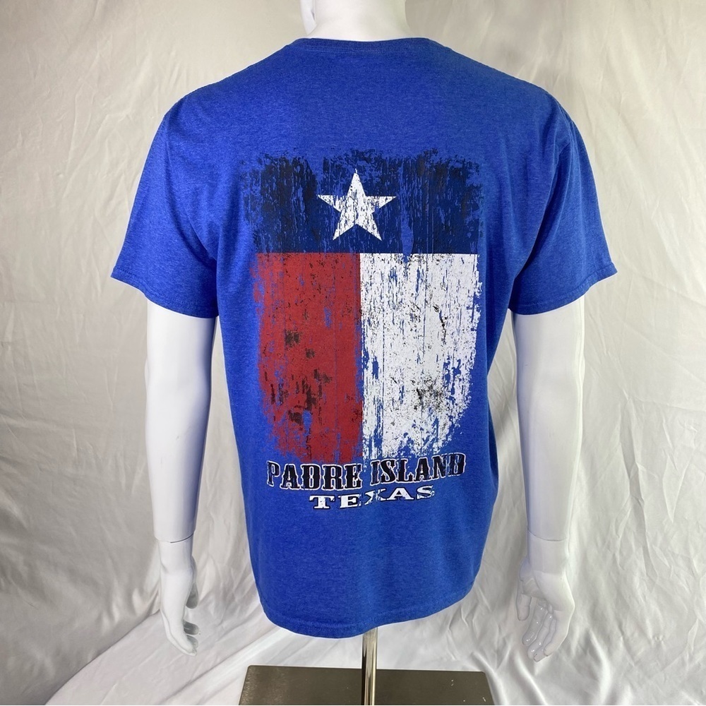 Fruit of the Loom Men’s Heather Blue Padre Island Texas Tee - Picture 3 of 7
